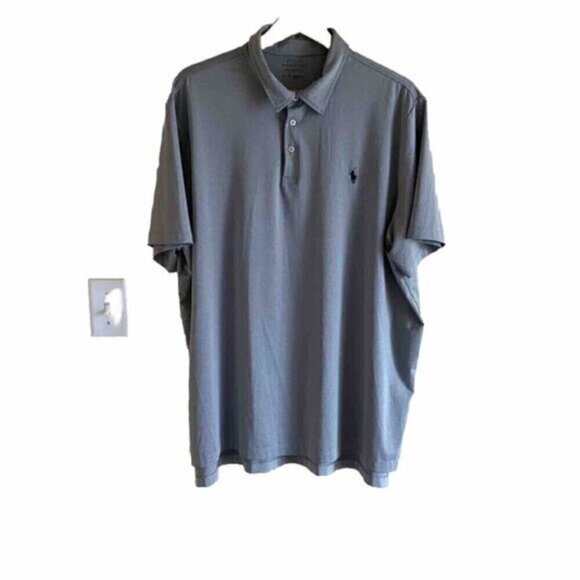 Ralph Lauren Performance Polo Shirt 2XL XXL Gray Pony Performance Outdoors Golf - Picture 1 of 14